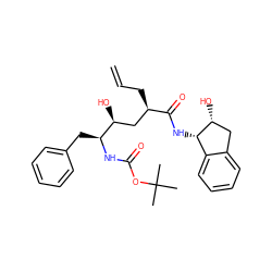 C=CC[C@H](C[C@H](O)[C@H](Cc1ccccc1)NC(=O)OC(C)(C)C)C(=O)N[C@H]1c2ccccc2C[C@H]1O ZINC000026939462