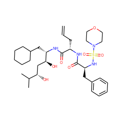 C=CC[C@H](NC(=O)[C@H](Cc1ccccc1)NS(=O)(=O)N1CCOCC1)C(=O)N[C@@H](CC1CCCCC1)[C@@H](O)C[C@H](O)C(C)C ZINC000026577670