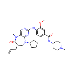 C=CC[C@H]1CN(C2CCCC2)c2nc(Nc3ccc(C(=O)NC4CCN(C)CC4)cc3OC)ncc2N(C)C1=O ZINC000096271650