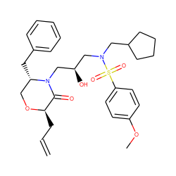 C=CC[C@H]1OC[C@H](Cc2ccccc2)N(C[C@H](O)CN(CC2CCCC2)S(=O)(=O)c2ccc(OC)cc2)C1=O ZINC000014946354