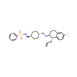 C=CC[C@H]1c2ccc(F)cc2CC[C@H]1NC[C@H]1CC[C@H](CNS(=O)(=O)c2ccccc2)CC1 ZINC000258036984