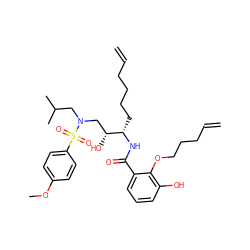 C=CCCCC[C@H](NC(=O)c1cccc(O)c1OCCCC=C)[C@H](O)CN(CC(C)C)S(=O)(=O)c1ccc(OC)cc1 ZINC000014946395