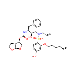 C=CCCCCOc1cc(OC)ccc1S(=O)(=O)N(CC=C)C[C@@H](O)[C@H](Cc1ccccc1)NC(=O)O[C@H]1CO[C@H]2OCC[C@@H]12 ZINC000049695501