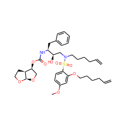 C=CCCCCOc1cc(OC)ccc1S(=O)(=O)N(CCCCC=C)C[C@@H](O)[C@H](Cc1ccccc1)NC(=O)O[C@H]1CO[C@H]2OCC[C@@H]12 ZINC000049710312