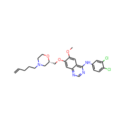 C=CCCCN1CCO[C@H](COc2cc3ncnc(Nc4ccc(Cl)c(Cl)c4)c3cc2OC)C1 ZINC000114821681