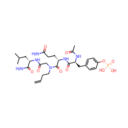 C=CCCN(CC(=O)N[C@@H](CC(C)C)C(N)=O)C(=O)[C@H](CCC(N)=O)NC(=O)[C@H](Cc1ccc(OP(=O)(O)O)cc1)NC(C)=O ZINC000049833269