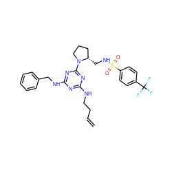 C=CCCNc1nc(NCc2ccccc2)nc(N2CCC[C@@H]2CNS(=O)(=O)c2ccc(C(F)(F)F)cc2)n1 ZINC000095554022