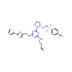 C=CCCNc1nc(NCc2csc(-c3cccs3)n2)nc(N2CCC[C@@H]2CNS(=O)(=O)c2ccc(C(F)(F)F)cc2)n1 ZINC000095556049