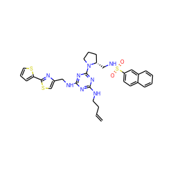 C=CCCNc1nc(NCc2csc(-c3cccs3)n2)nc(N2CCC[C@@H]2CNS(=O)(=O)c2ccc3ccccc3c2)n1 ZINC000095557189