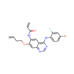 C=CCCOc1cc2ncnc(Nc3ccc(Br)cc3F)c2cc1NC(=O)C=C ZINC000137890607