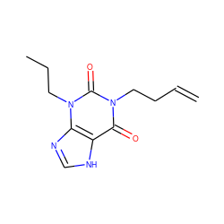 C=CCCn1c(=O)c2[nH]cnc2n(CCC)c1=O ZINC000013827035