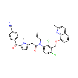 C=CCN(C(=O)Cc1ccc(C(=O)c2ccc(C#N)cc2)n1C)c1ccc(Cl)c(COc2cccc3ccc(C)nc23)c1Cl ZINC000028764899