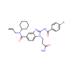 C=CCN(C(=O)c1ccc2c(c1)nc(NC(=O)c1ccc(Br)cc1)n2CCC(N)=O)C1CCCCC1 ZINC000028822765