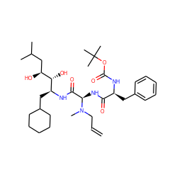 C=CCN(C)[C@H](NC(=O)[C@H](Cc1ccccc1)NC(=O)OC(C)(C)C)C(=O)N[C@@H](CC1CCCCC1)[C@@H](O)[C@@H](O)CC(C)C ZINC000025994840