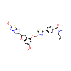 C=CCN(C)C(=O)c1ccc(-c2nc(COc3cc(OC)cc4oc(-c5cn6nc(OC)sc6n5)cc34)cs2)cc1 ZINC000653682157