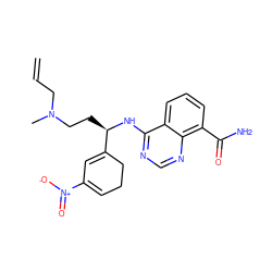 C=CCN(C)CC[C@@H](Nc1ncnc2c(C(N)=O)cccc12)C1=CC([N+](=O)[O-])=CCC1 ZINC000166982749