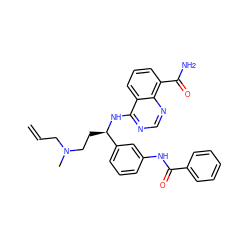 C=CCN(C)CC[C@@H](Nc1ncnc2c(C(N)=O)cccc12)c1cccc(NC(=O)c2ccccc2)c1 ZINC000114346659