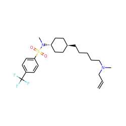 C=CCN(C)CCCCC[C@H]1CC[C@H](N(C)S(=O)(=O)c2ccc(C(F)(F)F)cc2)CC1 ZINC000261142164