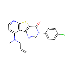 C=CCN(C)c1ccnc2sc3c(=O)n(-c4ccc(Cl)cc4)cnc3c12 ZINC000071294745