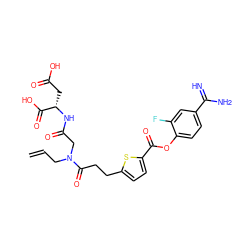 C=CCN(CC(=O)N[C@@H](CC(=O)O)C(=O)O)C(=O)CCc1ccc(C(=O)Oc2ccc(C(=N)N)cc2F)s1 ZINC000205924760