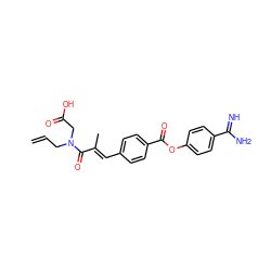 C=CCN(CC(=O)O)C(=O)/C(C)=C/c1ccc(C(=O)Oc2ccc(C(=N)N)cc2)cc1 ZINC000013910415