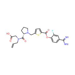 C=CCN(CC(=O)O)C(=O)[C@@H]1CCCN1Cc1ccc(C(=O)Oc2ccc(C(=N)N)cc2F)s1 ZINC000205936586