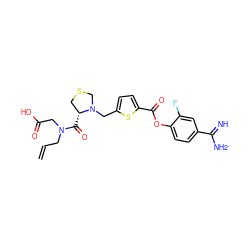 C=CCN(CC(=O)O)C(=O)[C@@H]1CSCN1Cc1ccc(C(=O)Oc2ccc(C(=N)N)cc2F)s1 ZINC000205937593