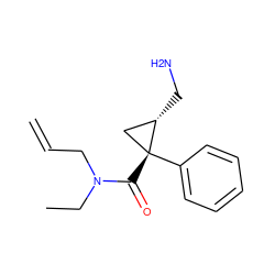 C=CCN(CC)C(=O)[C@@]1(c2ccccc2)C[C@@H]1CN ZINC000029047210