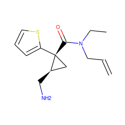 C=CCN(CC)C(=O)[C@@]1(c2cccs2)C[C@H]1CN ZINC000040394588