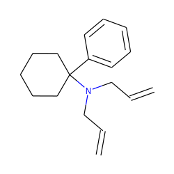 C=CCN(CC=C)C1(c2ccccc2)CCCCC1 ZINC000028258673