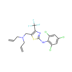 C=CCN(CC=C)Cc1sc(Nc2c(Cl)cc(Cl)cc2Cl)nc1C(F)(F)F ZINC000028331142