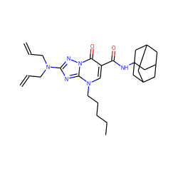 C=CCN(CC=C)c1nc2n(CCCCC)cc(C(=O)NC34CC5CC(CC(C5)C3)C4)c(=O)n2n1 ZINC000653739055