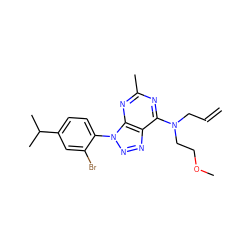 C=CCN(CCOC)c1nc(C)nc2c1nnn2-c1ccc(C(C)C)cc1Br ZINC000013794733