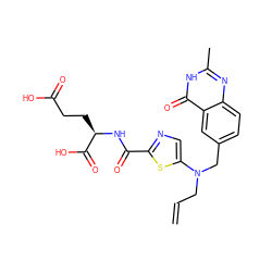 C=CCN(Cc1ccc2nc(C)[nH]c(=O)c2c1)c1cnc(C(=O)N[C@H](CCC(=O)O)C(=O)O)s1 ZINC000029341636