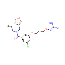 C=CCN(Cc1ccoc1)C(=O)c1cc(Cl)cc(OCCCONC(=N)N)c1 ZINC000027197778