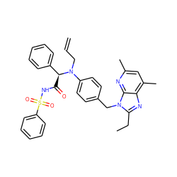 C=CCN(c1ccc(Cn2c(CC)nc3c(C)cc(C)nc32)cc1)[C@@H](C(=O)NS(=O)(=O)c1ccccc1)c1ccccc1 ZINC000027427601