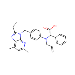 C=CCN(c1ccc(Cn2c(CC)nc3c(C)cc(C)nc32)cc1)[C@H](C(=O)O)c1ccccc1 ZINC000003797704