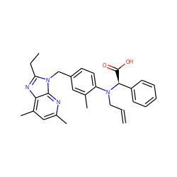 C=CCN(c1ccc(Cn2c(CC)nc3c(C)cc(C)nc32)cc1C)[C@@H](C(=O)O)c1ccccc1 ZINC000013732514