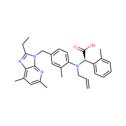 C=CCN(c1ccc(Cn2c(CC)nc3c(C)cc(C)nc32)cc1C)[C@@H](C(=O)O)c1ccccc1C ZINC000013732532