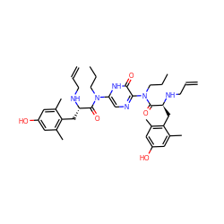 C=CCN[C@@H](Cc1c(C)cc(O)cc1C)C(=O)N(CCC)c1cnc(N(CCC)C(=O)[C@H](Cc2c(C)cc(O)cc2C)NCC=C)c(=O)[nH]1 ZINC000028816966