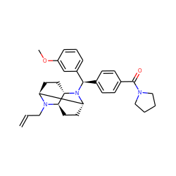 C=CCN1[C@H]2CC[C@H]3[C@H]1CC[C@H]2N3[C@H](c1ccc(C(=O)N2CCCC2)cc1)c1cccc(OC)c1 ZINC000103149660