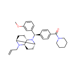 C=CCN1[C@H]2CC[C@H]3[C@H]1CC[C@H]2N3[C@H](c1ccc(C(=O)N2CCCCC2)cc1)c1cccc(OC)c1 ZINC000103149640