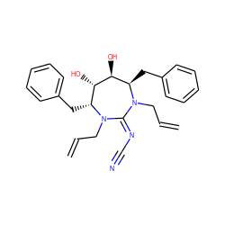 C=CCN1C(=NC#N)N(CC=C)[C@H](Cc2ccccc2)[C@H](O)[C@@H](O)[C@H]1Cc1ccccc1 ZINC000013779349