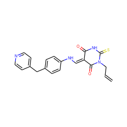 C=CCN1C(=O)/C(=C/Nc2ccc(Cc3ccncc3)cc2)C(=O)NC1=S ZINC000013165832