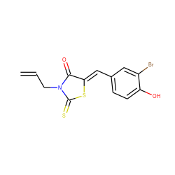 C=CCN1C(=O)/C(=C/c2ccc(O)c(Br)c2)SC1=S ZINC000001175410