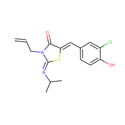 C=CCN1C(=O)/C(=C/c2ccc(O)c(Cl)c2)S/C1=N\C(C)C ZINC000049087495