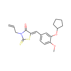 C=CCN1C(=O)/C(=C/c2ccc(OC)c(OC3CCCC3)c2)SC1=S ZINC000029126185