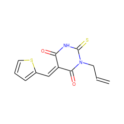 C=CCN1C(=O)/C(=C/c2cccs2)C(=O)NC1=S ZINC000001297058