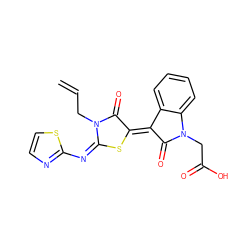 C=CCN1C(=O)/C(=C2/C(=O)N(CC(=O)O)c3ccccc32)S/C1=N/c1nccs1 ZINC000100448131