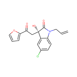 C=CCN1C(=O)[C@](O)(CC(=O)c2ccco2)c2cc(Cl)ccc21 ZINC000005245296